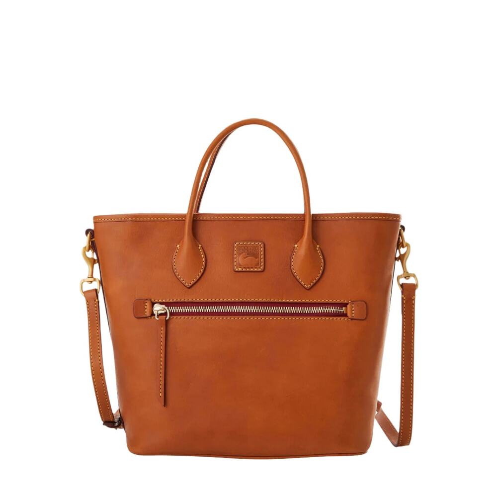 NEW Dooney & Bourke Florentine Leather Zip Top Handle Tote Tan Medium Sized